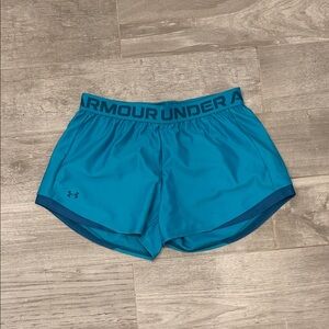 Under Armour Women's Teal Athletic Shorts with Branded Waistband